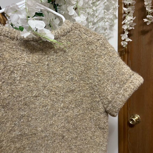 Cream and Tan Knit Sweater with Crew Neck - Picture 6 of 10